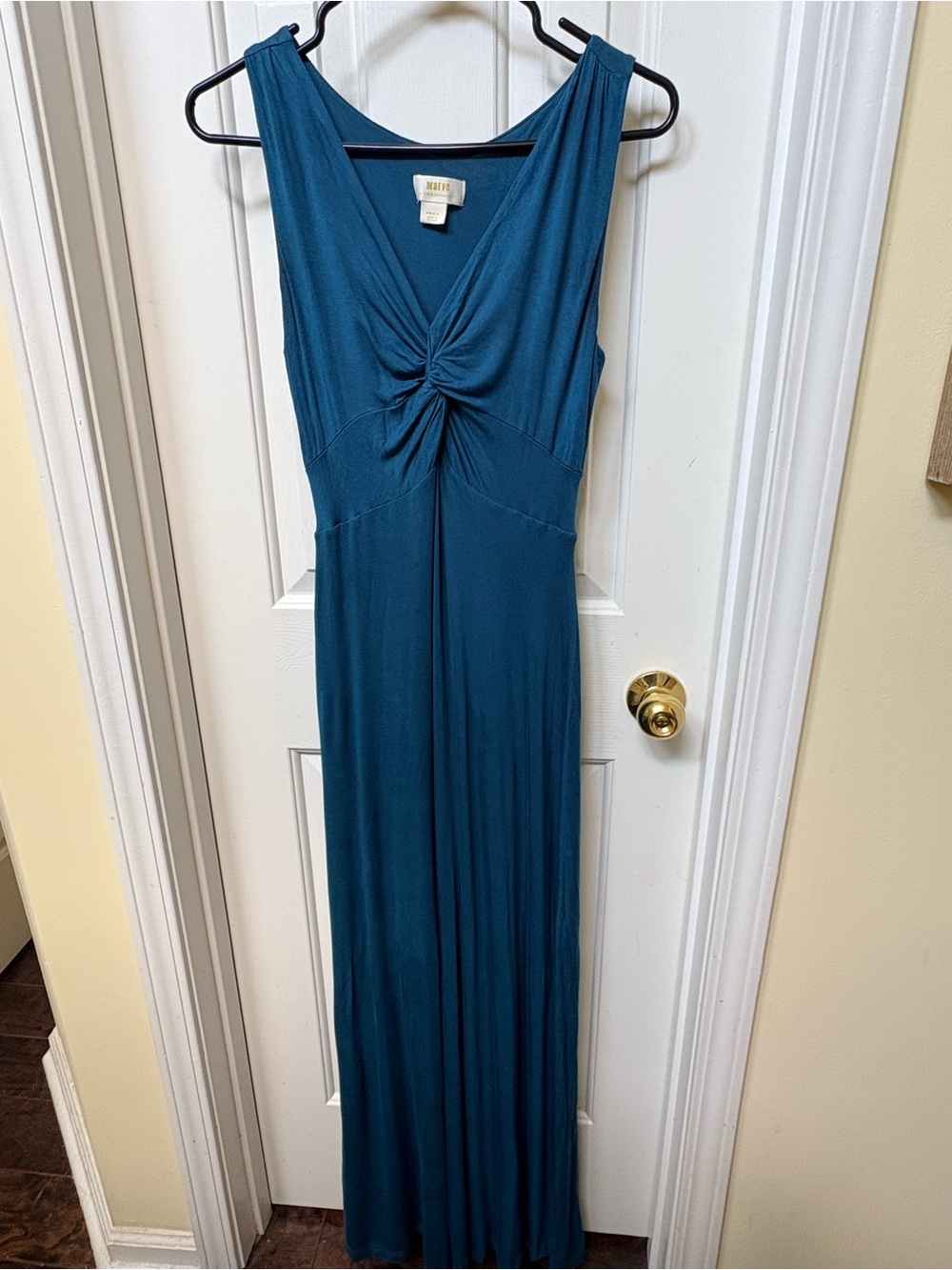 Maeve by Anthropologie Teal Twist-Front Sleeveless Maxi Dress